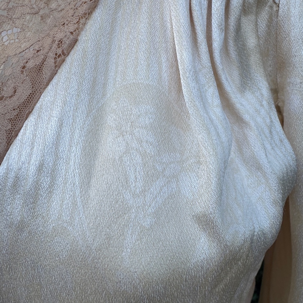 Antique Malibu Cream Satin Fabric Wrap dress or nightgown - Picture 4 of 6